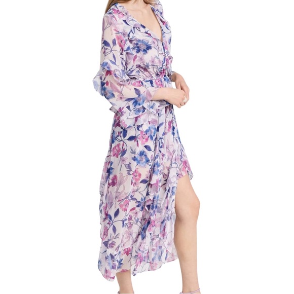 NWT MISA Los Angeles Karina Floral Ruffle Midi Dress - Picture 2 of 15
